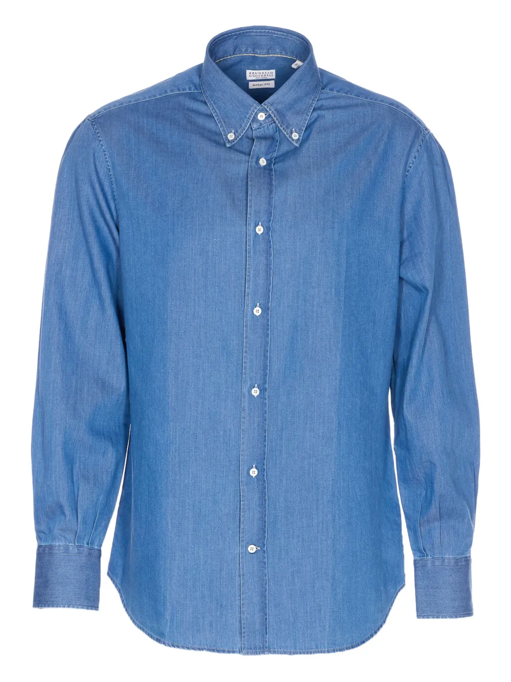 Brunello Cucinelli Denim Shirt With Long Sleeves And Collar In Blue