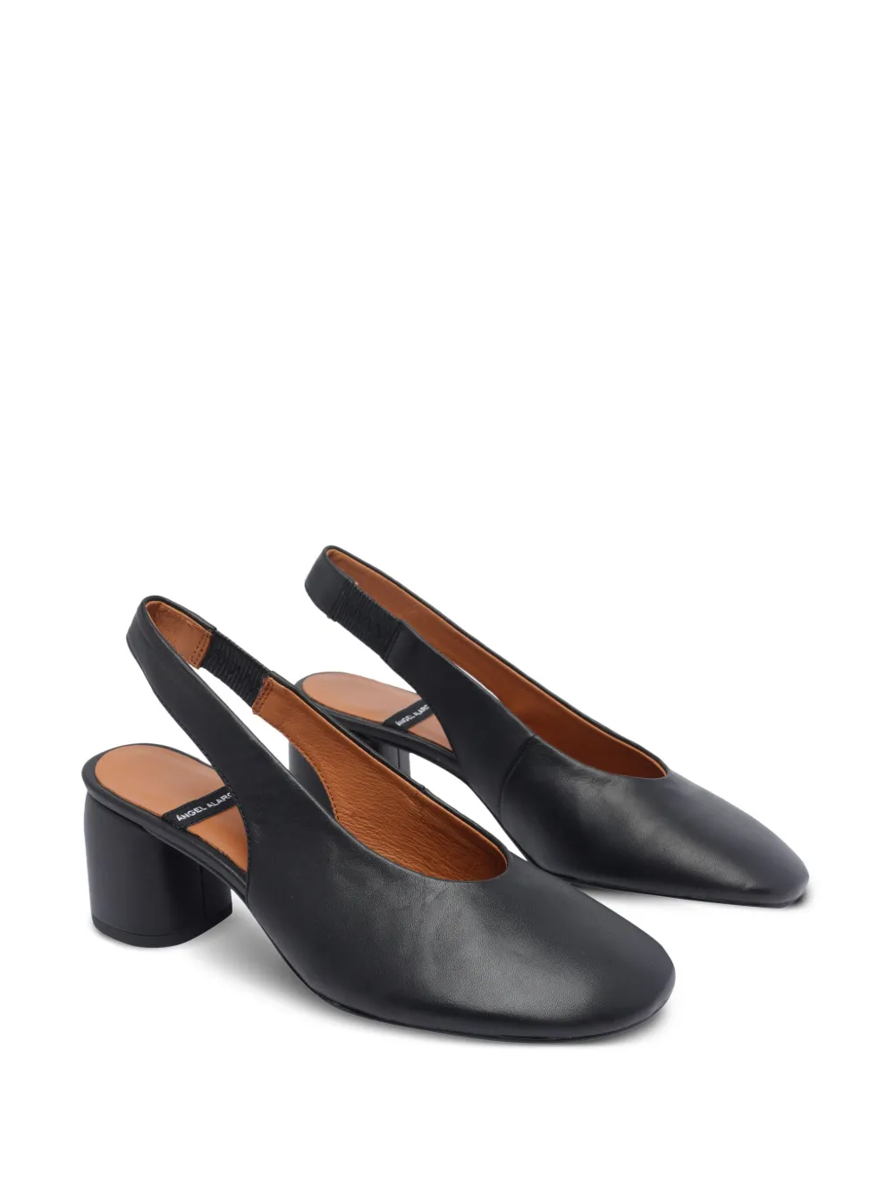 ANGEL ALARCON 70mm slingback calf leather pumps Black