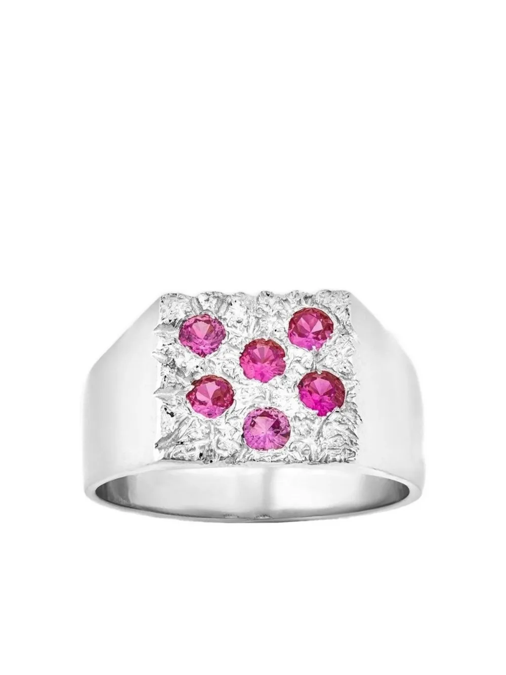 Bleue Burnham The Mini Rose Garden ruby signet ring - Argento