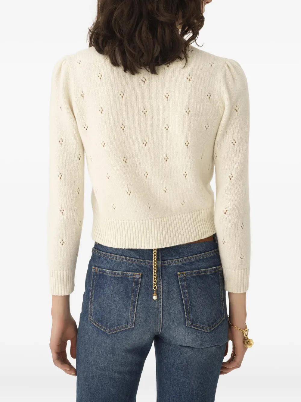 Chloé Chloe Pointelle Wool And Cashmere Sweater In Neutral