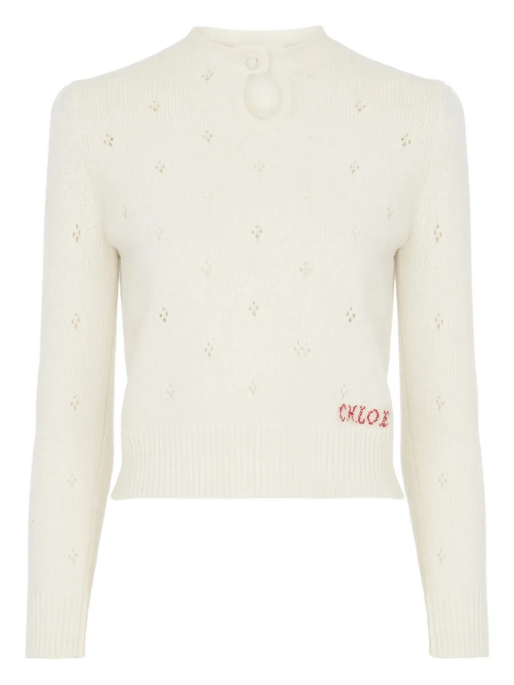 Chloé Pointelle embroidered sweater | Neutrals | Image 1