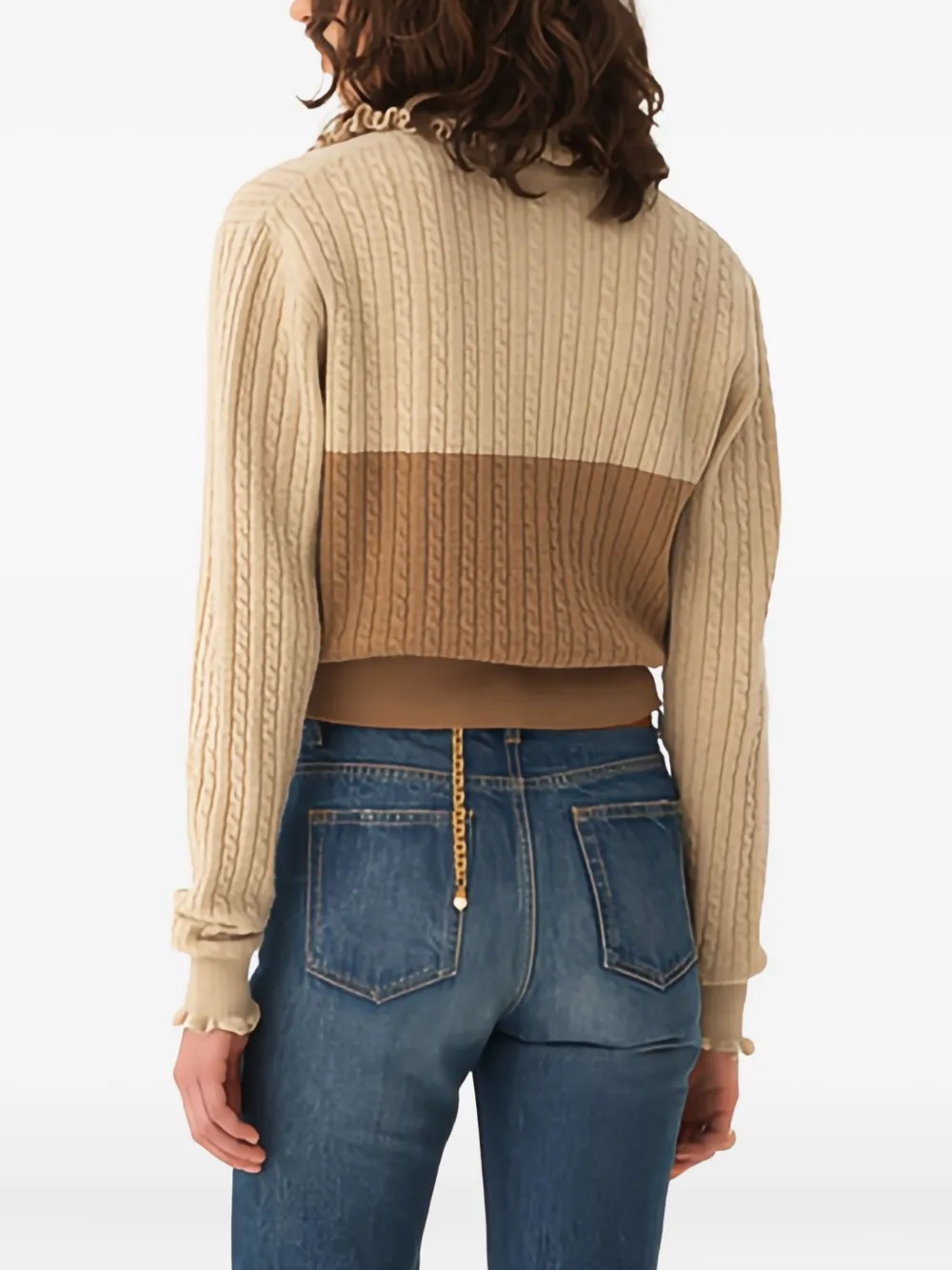 Chloé Kabelgebreide tweekleurige trui Bruin