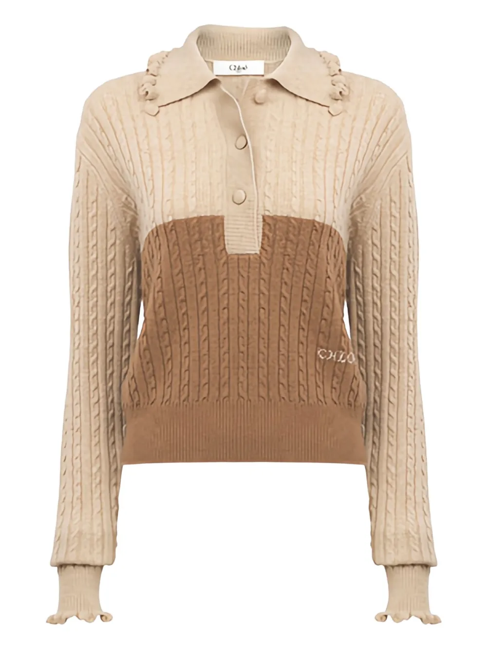 Chloé cable-knit two-tone sweater | Brown | Image 1