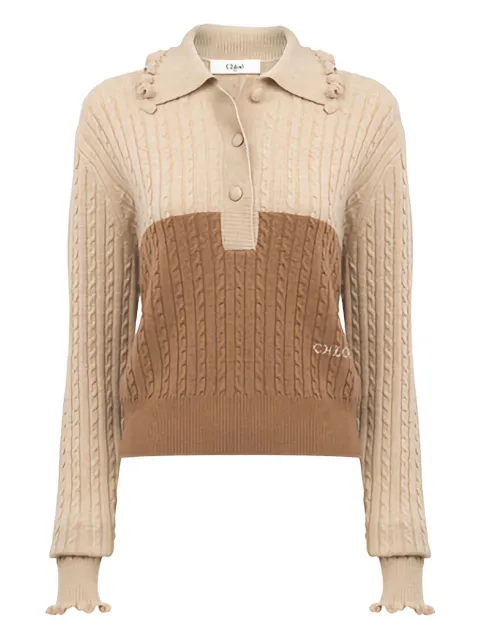 Chloé cable-knit two-tone sweater