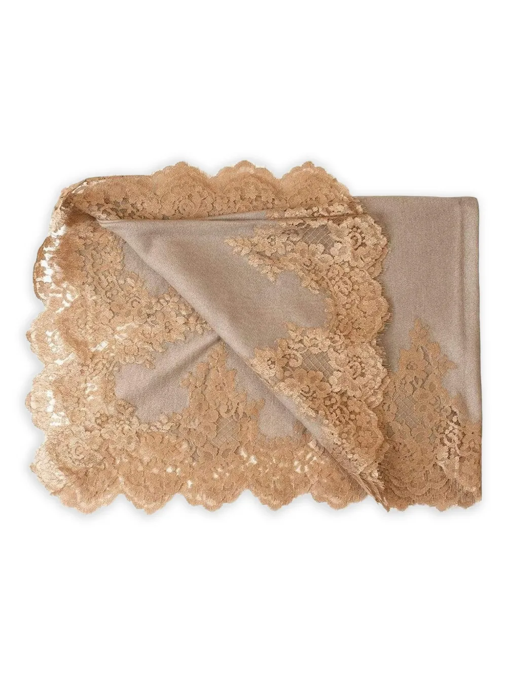 Janavi India Lace-trim Scarf In Gold
