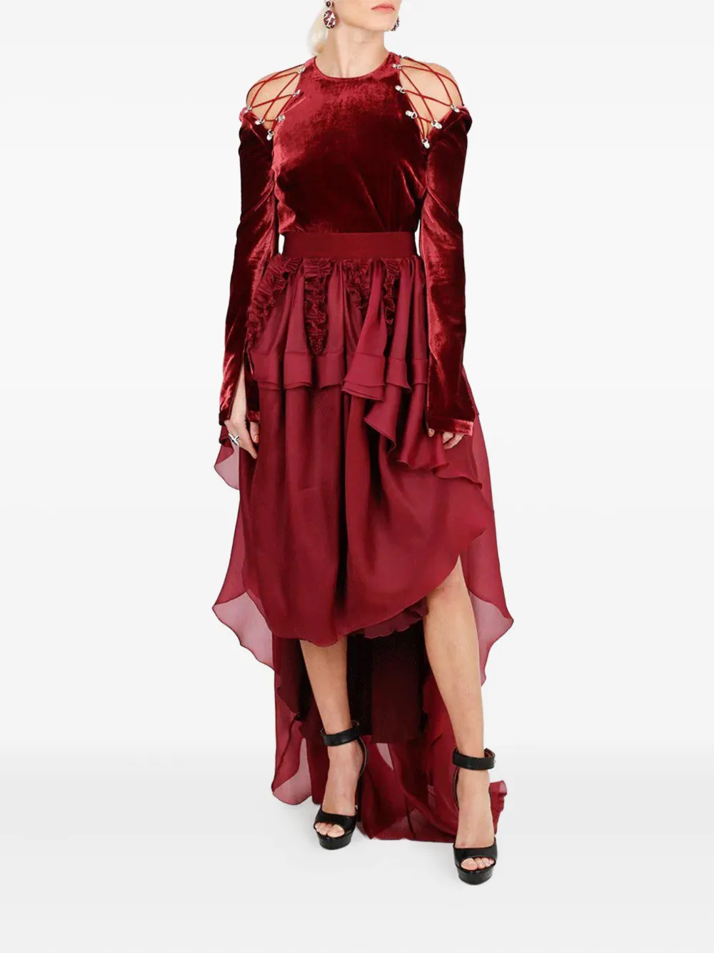 Antonio Berardi Asymmetrische rok met ruches - Rood