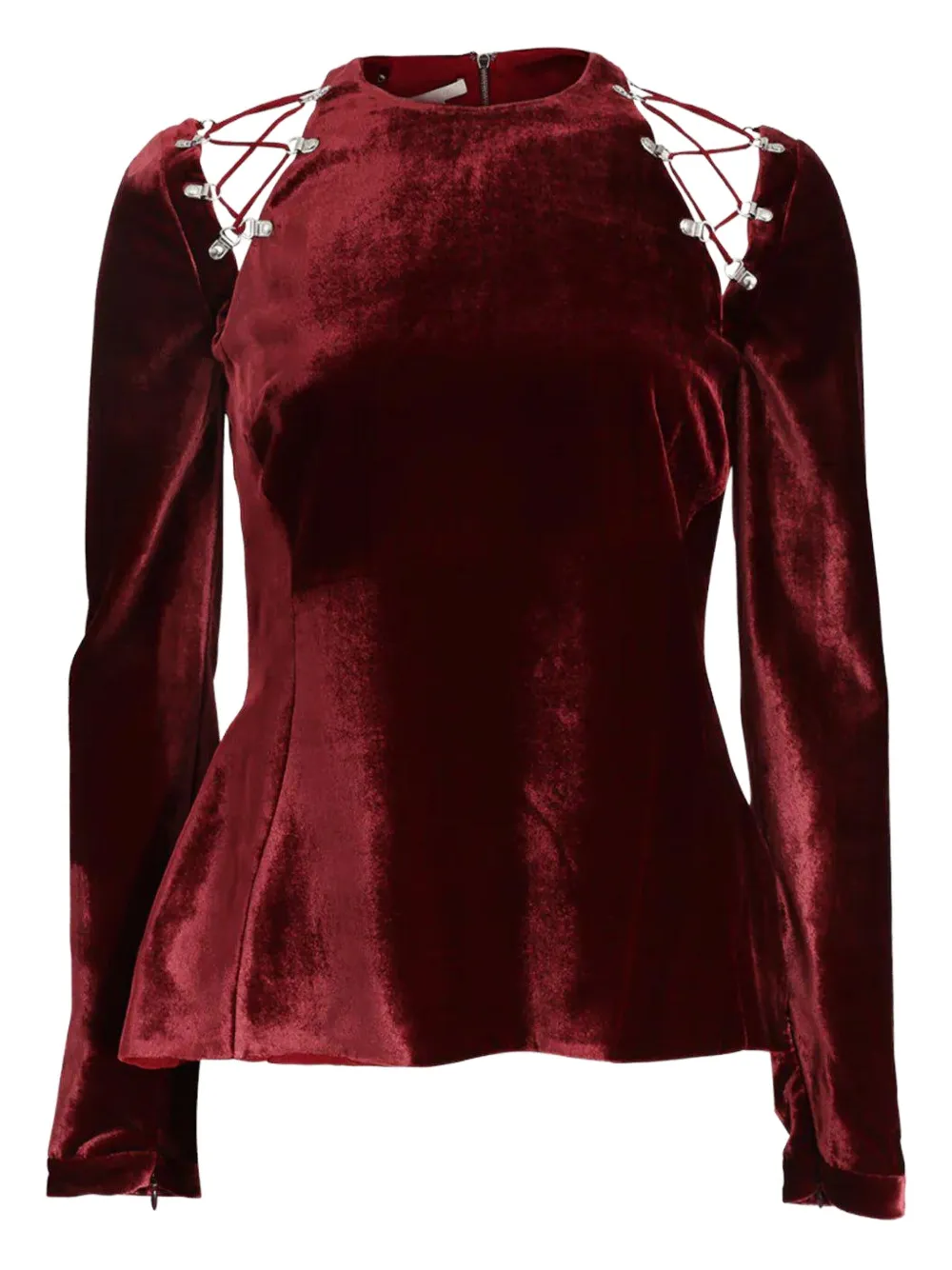 Antonio Berardi lace-up velvet blouse | Red | Image 1