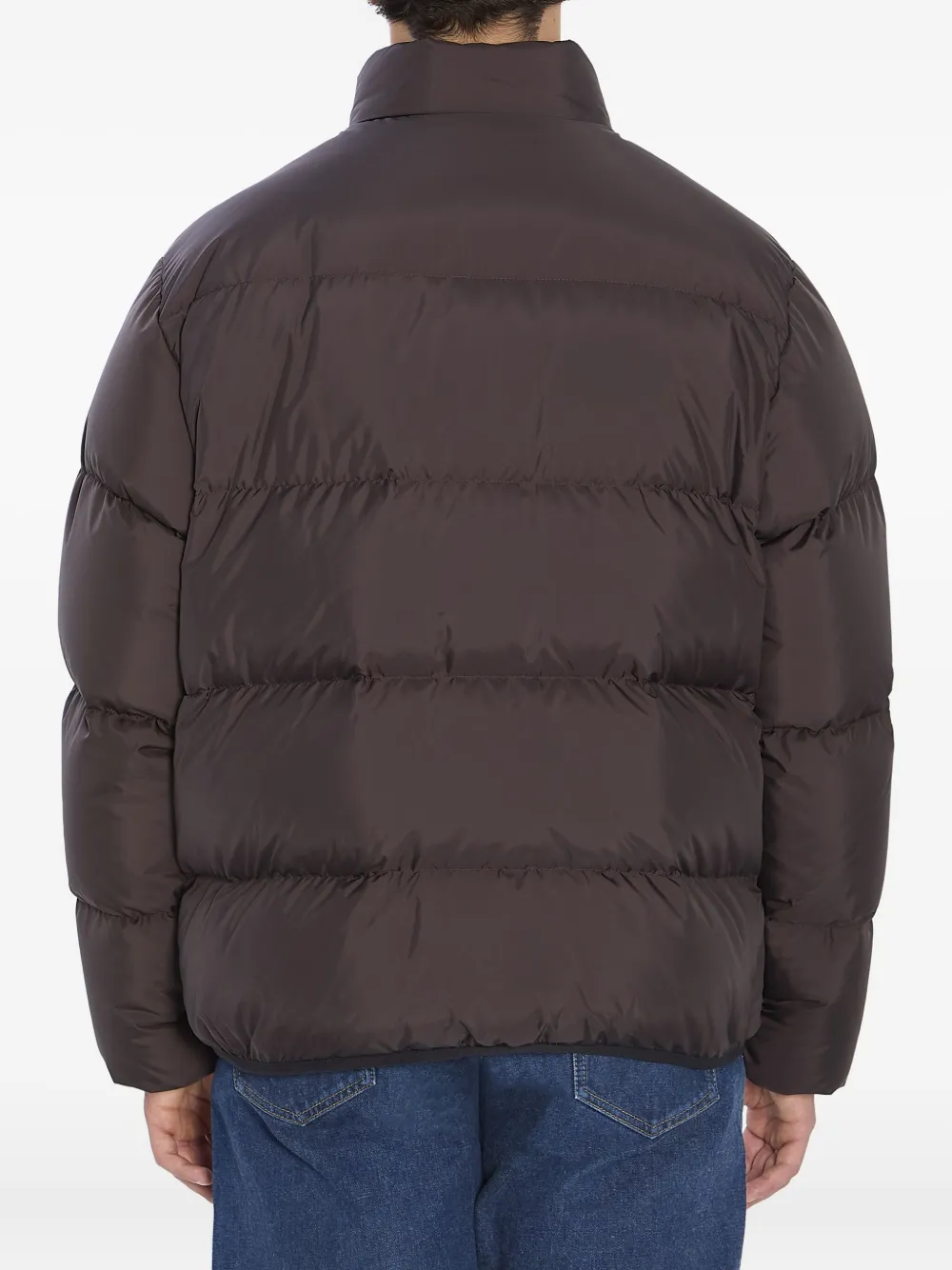Moncler Logo-patch Padded Jacket In Brown