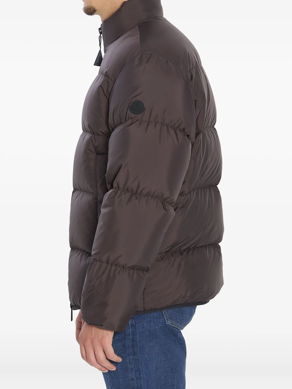 Moncler Logo-patch Padded Jacket In Brown