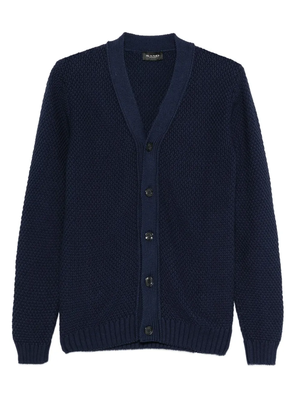Sand V-neck textured cardigan | Blue | Image 1