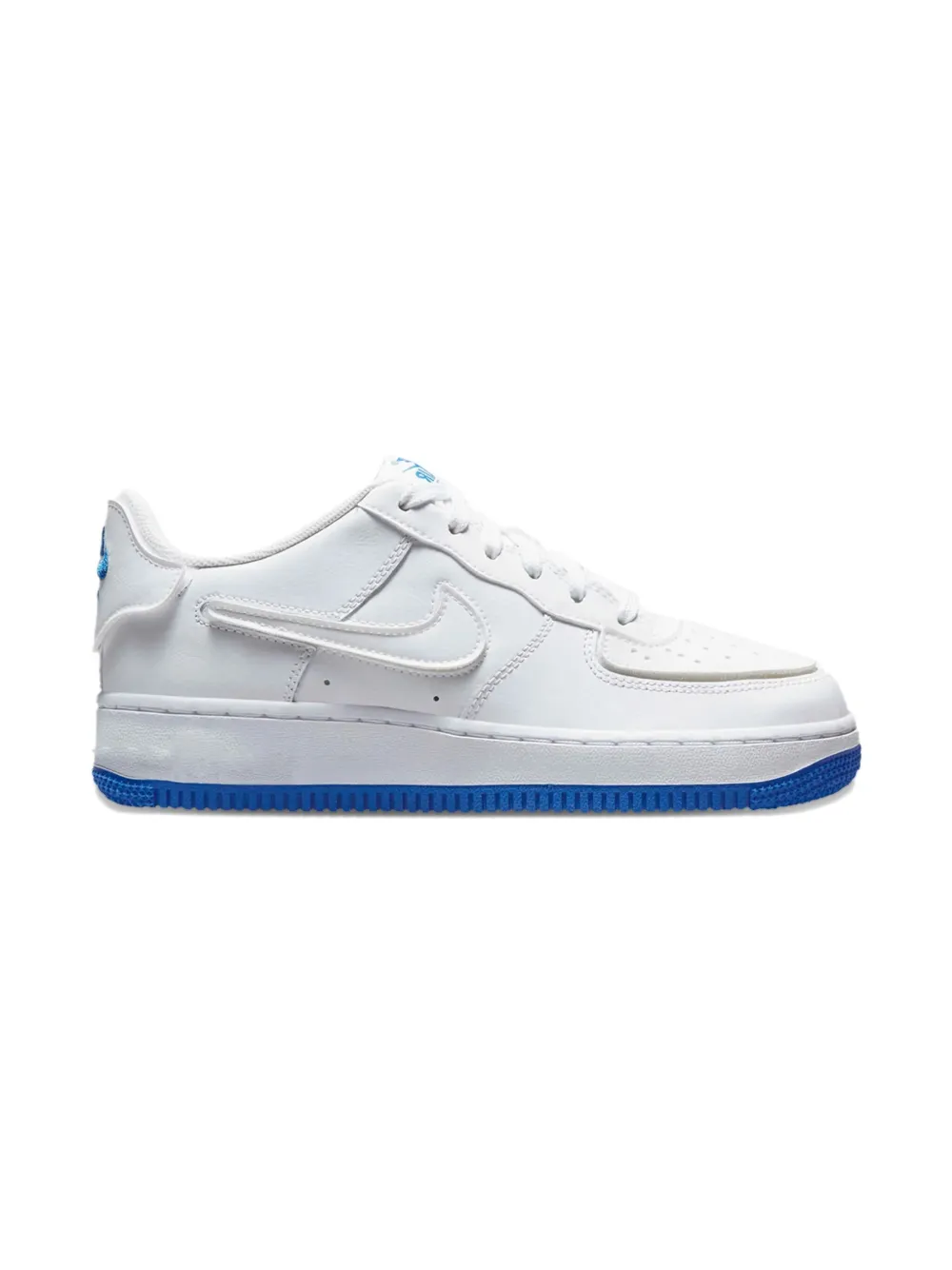 Nike Kids Air Force 1 "White Royal Blue" low sneakers