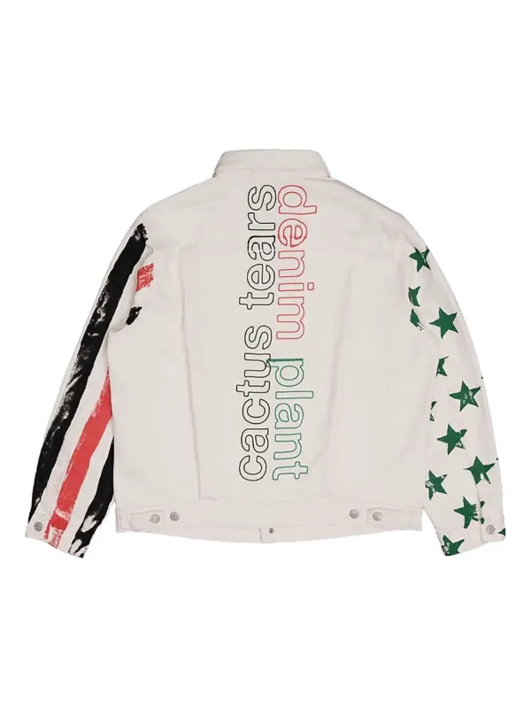 Cactus Tears Denim Plant Jacket White