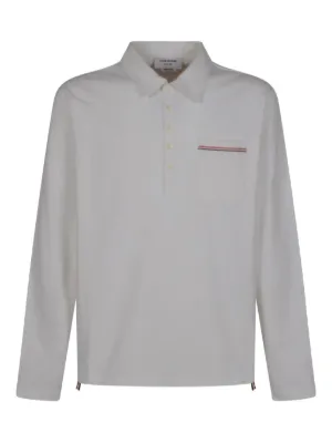 Thom Browne Classic 4Bar long-sleeve Polo Shirt | White | FARFETCH CA