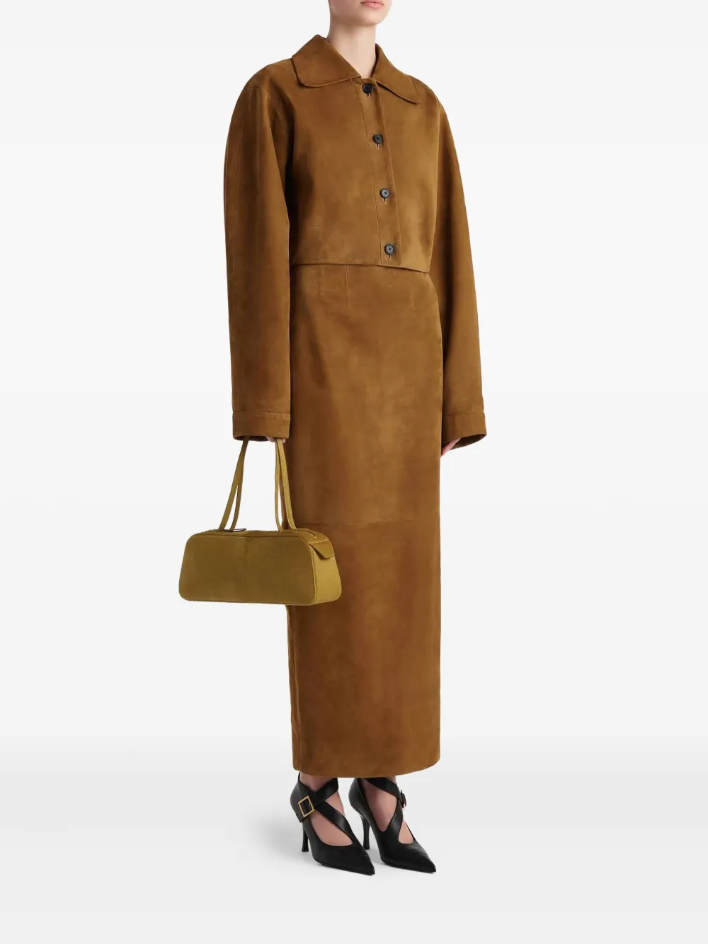 KHAITE suede maxi skirt - Bruin