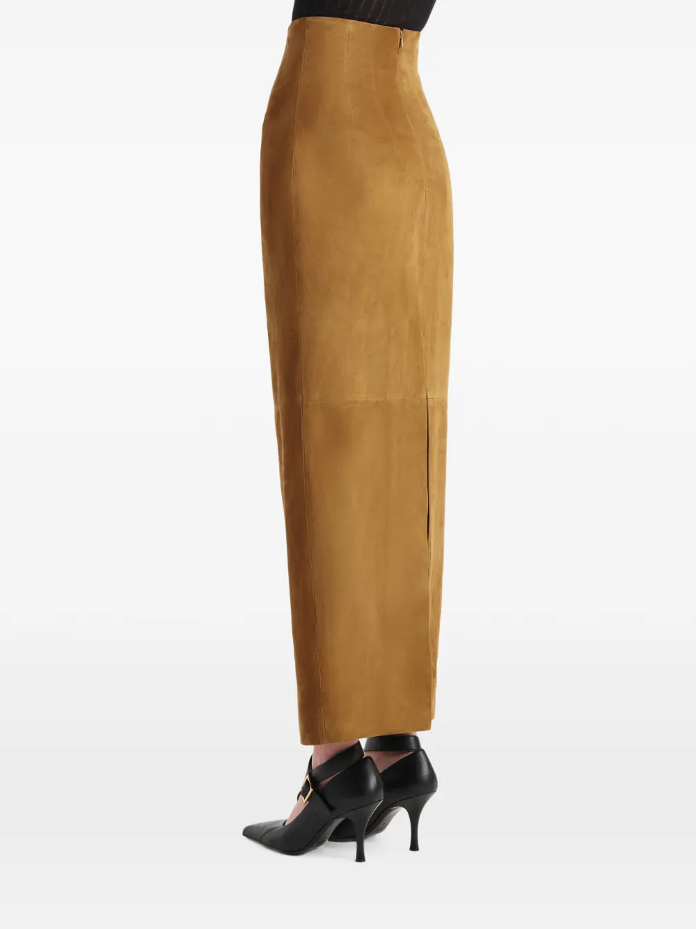 KHAITE Suède maxi-rok Bruin