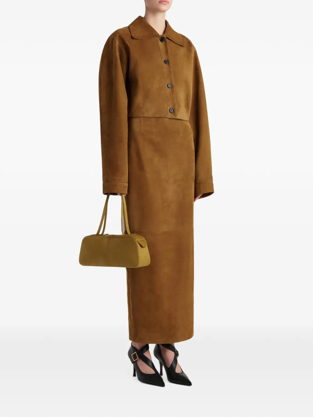 KHAITE Suède maxi-rok Bruin