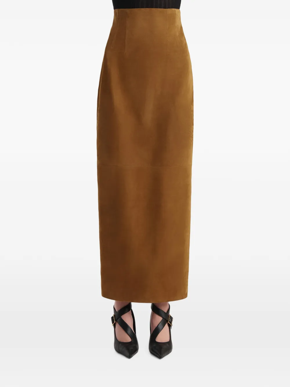 KHAITE Suède maxi-rok Bruin