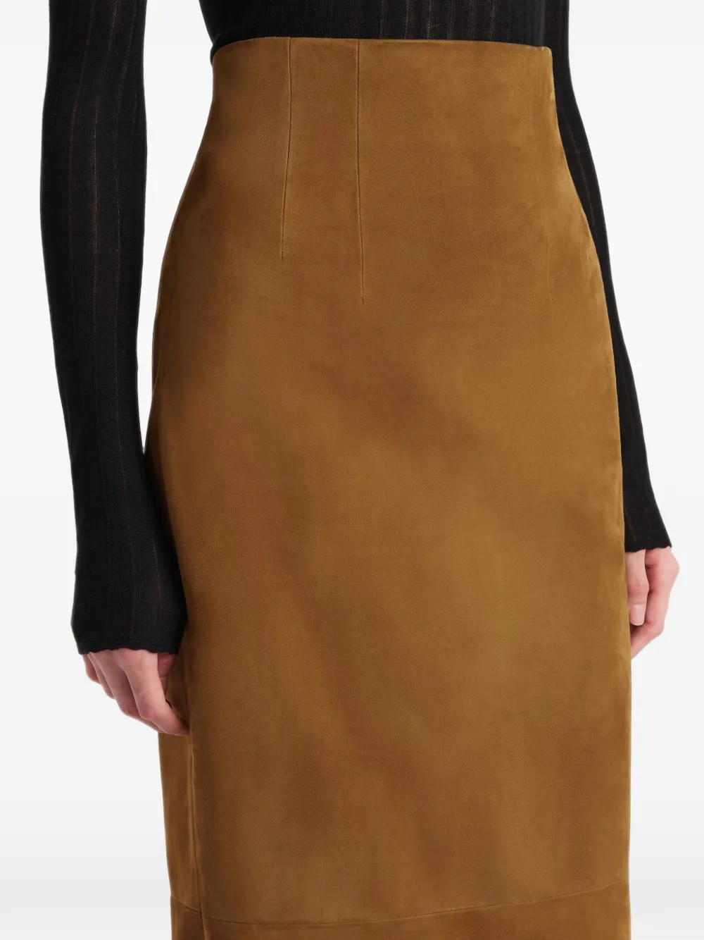 KHAITE Suède maxi-rok Bruin