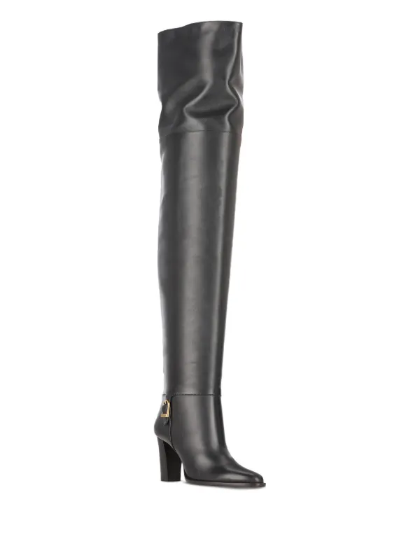 Saint Laurent 85mm Julia Leather buckle-fastening thigh-high Boots