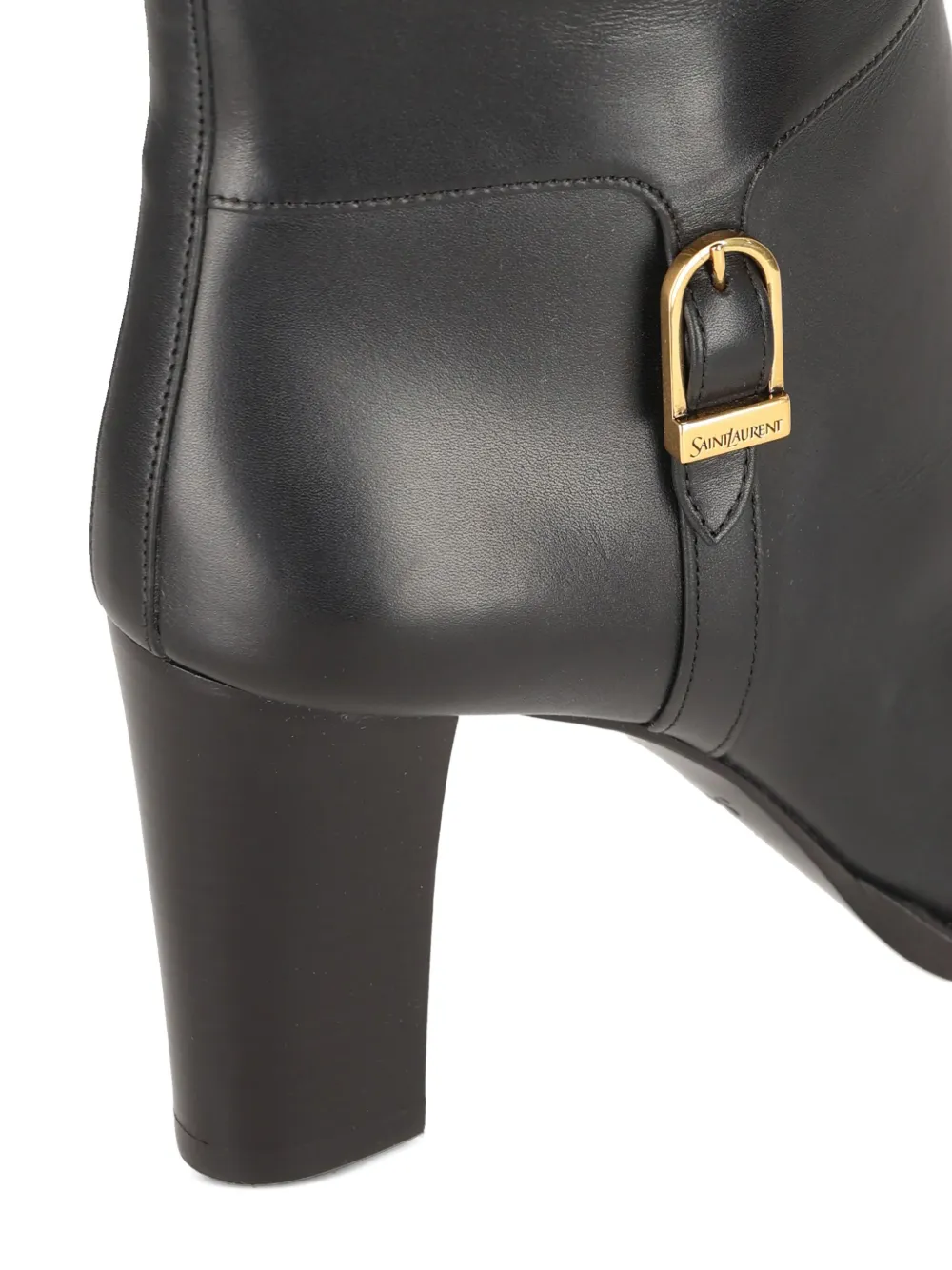 Saint Laurent 85mm Julia leather buckle-fastening thigh-high boots Black
