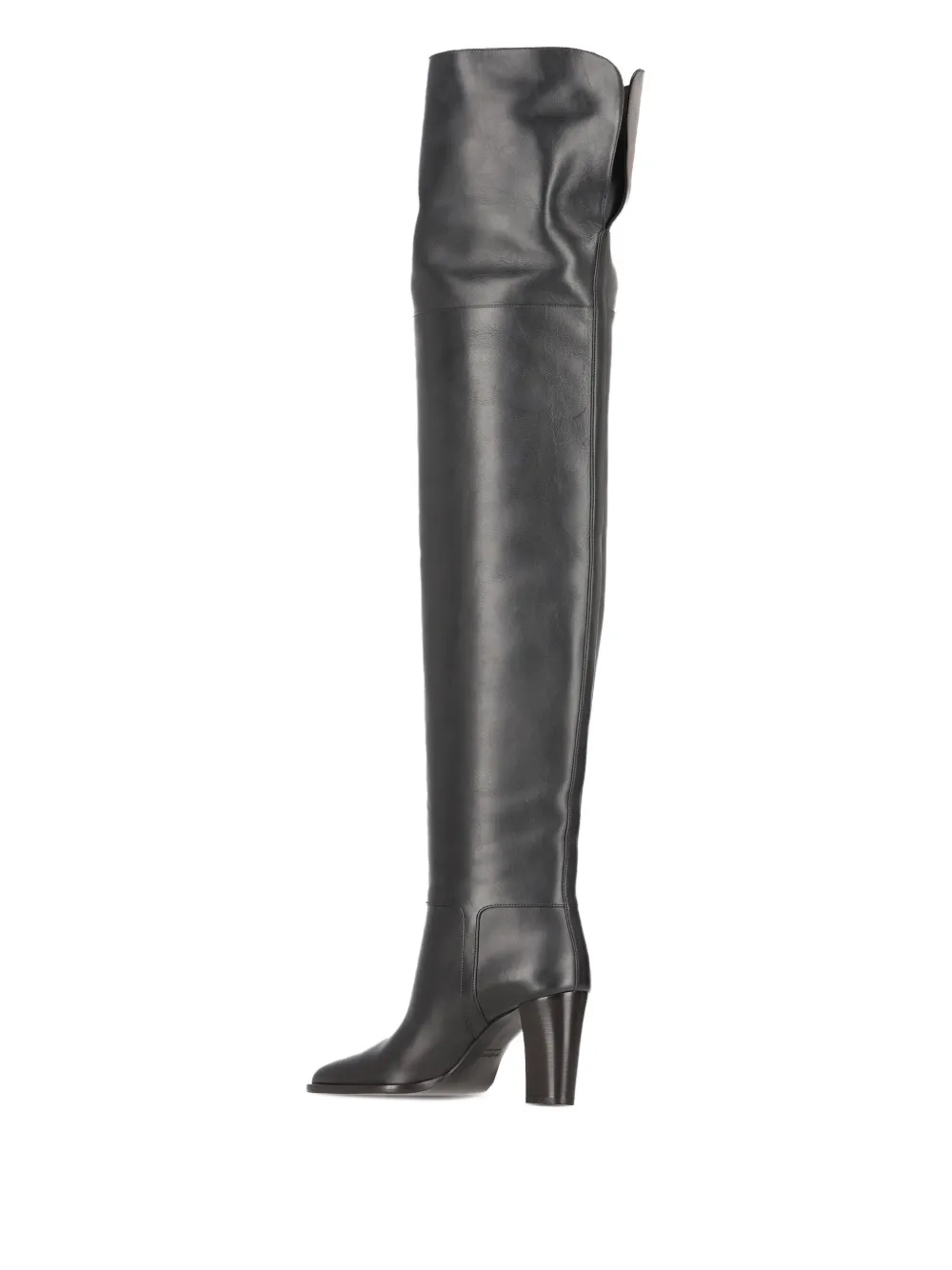 Saint Laurent 85mm Julia leather buckle-fastening thigh-high boots Black