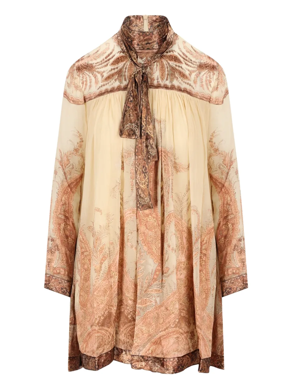 ZIMMERMANN Hypnotic paisley-print tied-neck dress | Neutrals | Image 1