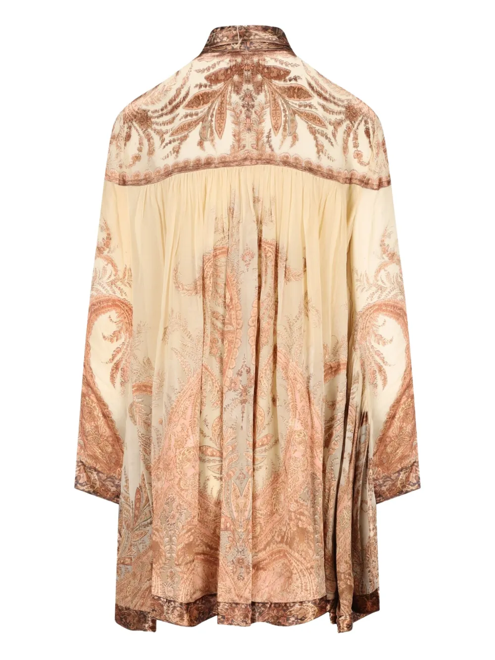 ZIMMERMANN Hypnotic paisley-print tied-neck dress - Beige