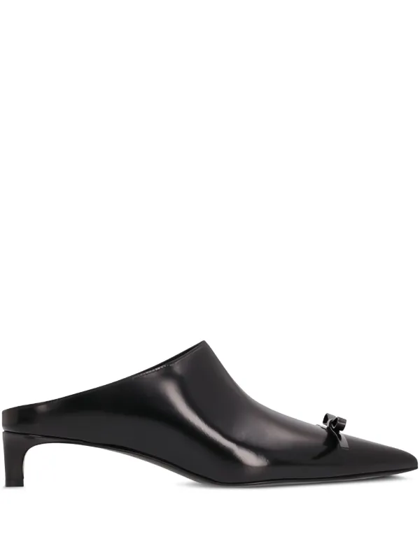 JIL SANDER ブラック ハイヒール JIL SANDER Studded glossed-leather slingback pumps | NET-A-PORTER