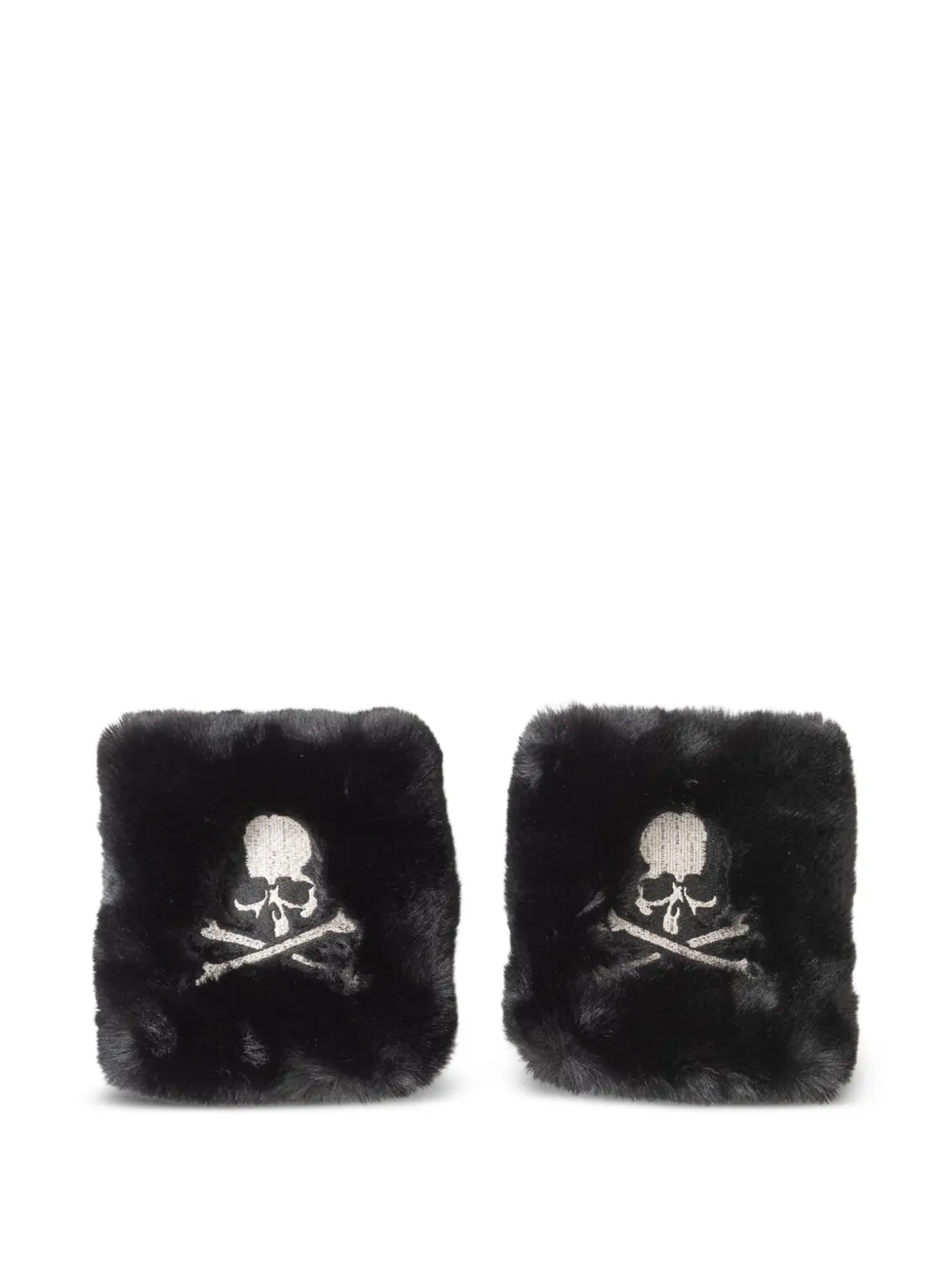 Mastermind Japan Skull-appliqué Faux-fur Gloves In Black