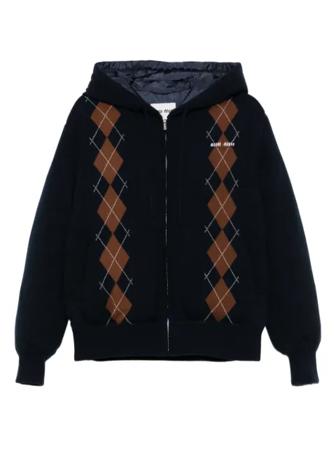 Miu Miu diamond-pattern hooded jacket