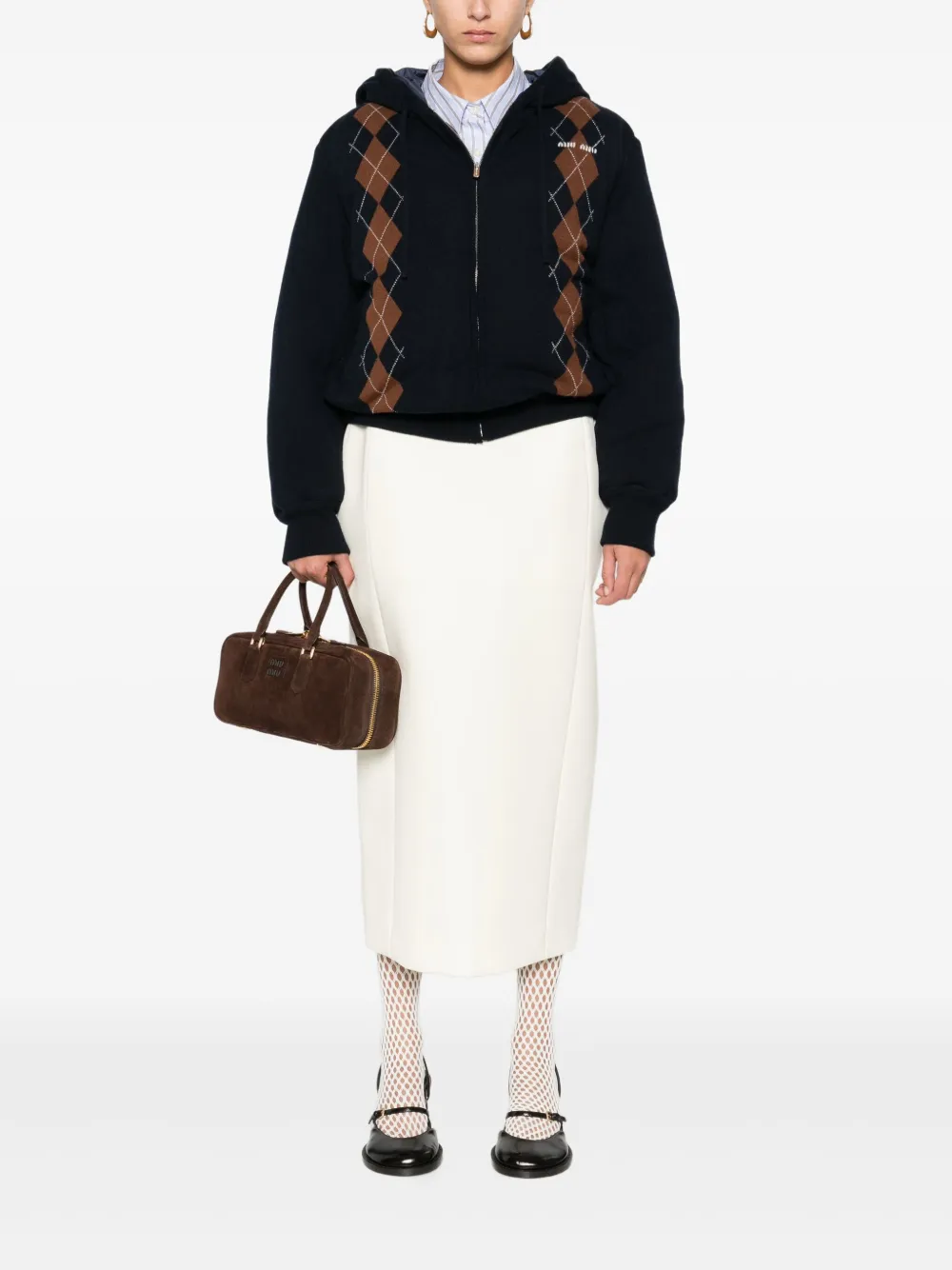 Miu Miu diamond-pattern hooded jacket | Varsity Jackets | Image 2