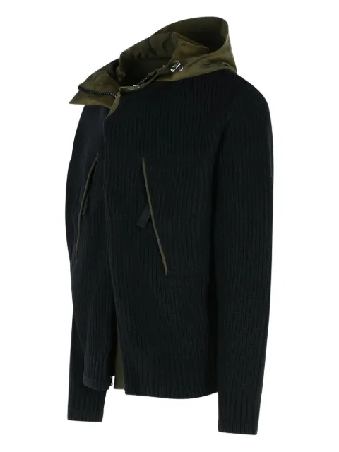 sacai ribbed-knit hooded jacket