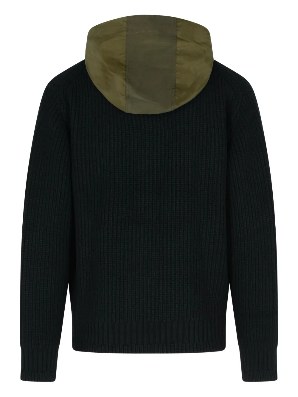 Sacai Ribbed-knit Hooded Jacket In Black