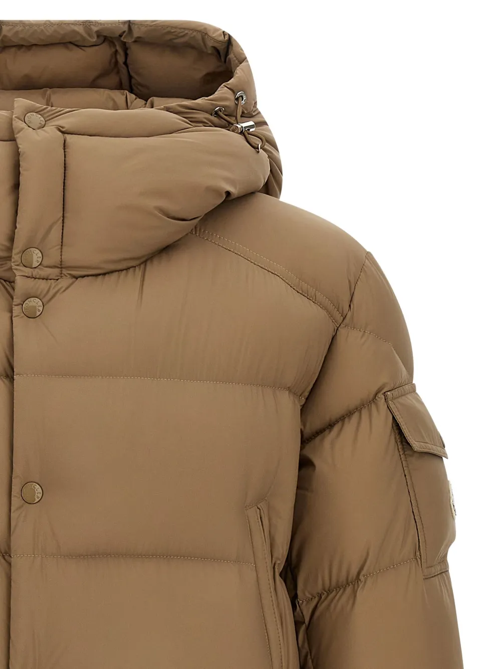 Moncler Gewatteerde jas met capuchon Bruin