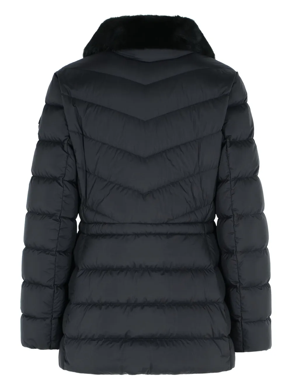 Moose Knuckles Belle Cote Genuine Shearling Collar Water Repellent 800 Fill Power Down Puffer Jacket In Black