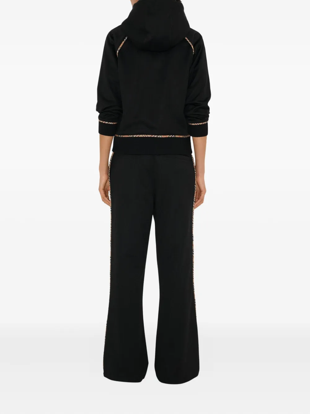 Burberry Check-pattern Trim Track Pants In Black