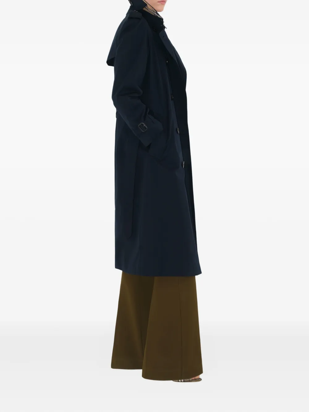 Burberry Kensington Belted Cashmere-wool Double-breasted Trench Coat In Blue