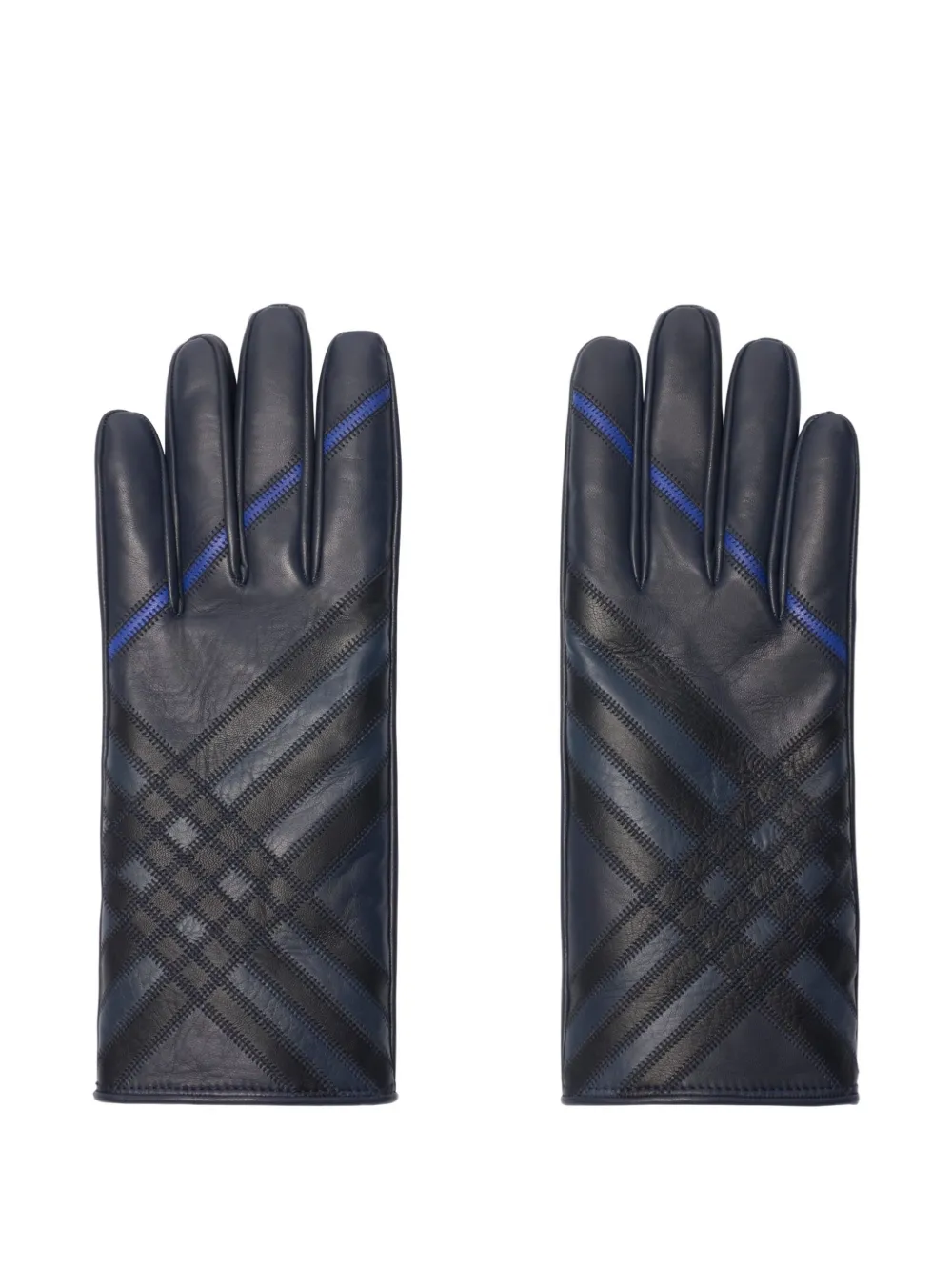 Burberry check-pattern leather gloves | Blue | Image 1
