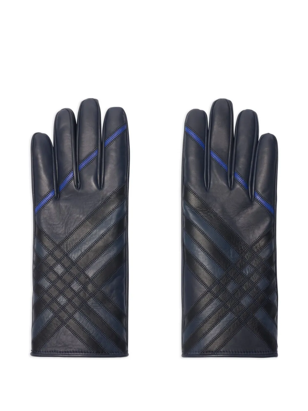 Burberry check-pattern leather gloves | Blue | Image 1