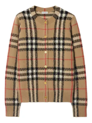 Burberrys 長めのヴィンテージカーディガンカシミア100%美品 チェック ウールカシミア カーディガン (バーチブラウン) - ウィメンズ