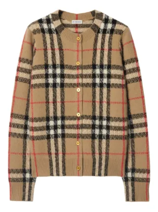 Burberry Check Cashmere Wool Cardigan | Brown | FARFETCH