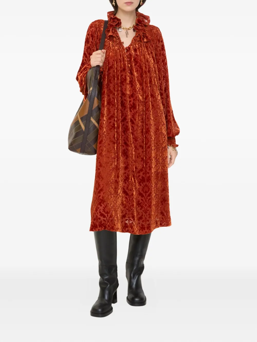 Burberry Midi-jurk met ruches - Rood