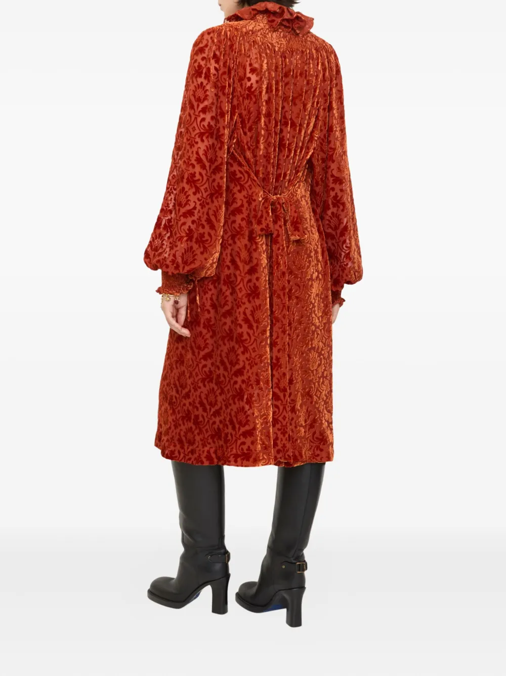 Burberry Baroque Silk Blend Velvet Dress In Multi