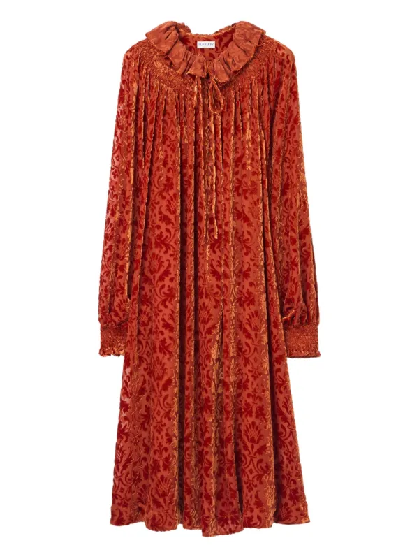 Burberry long-sleeve Ruffled Midi Dress | Red | FARFETCH
