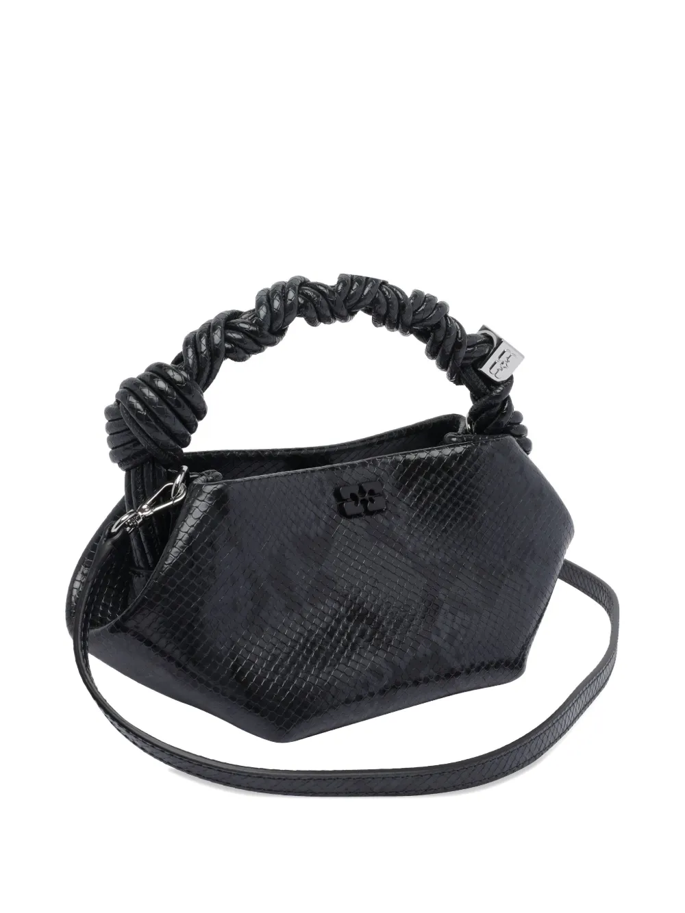 Ganni Small Twisted-handle Shoulder Bag In Black