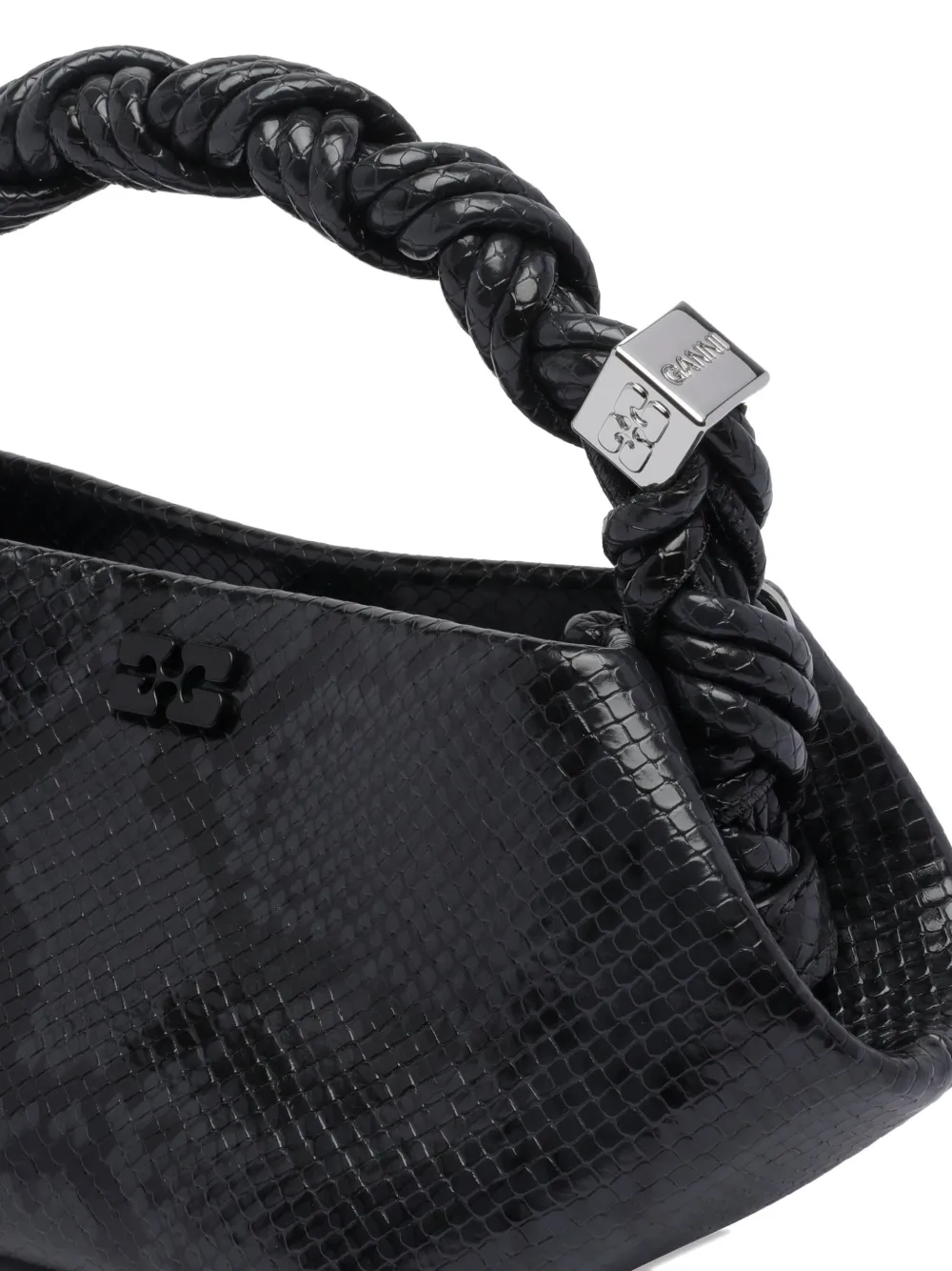 Ganni Small Twisted-handle Shoulder Bag In Black
