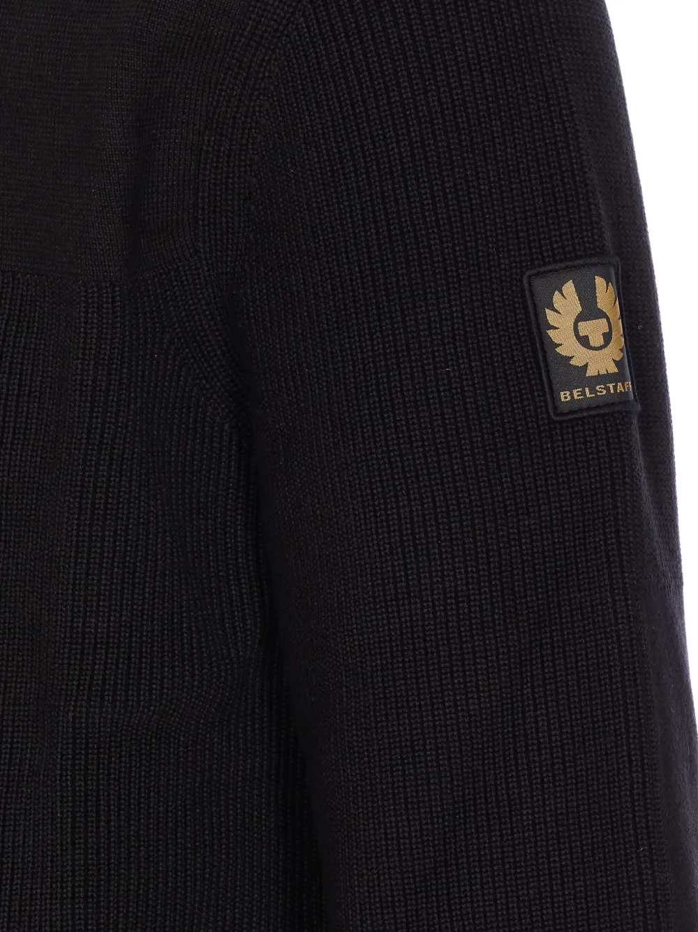 Belstaff Ribbed Crewneck Long Sleeve Sweater In Black