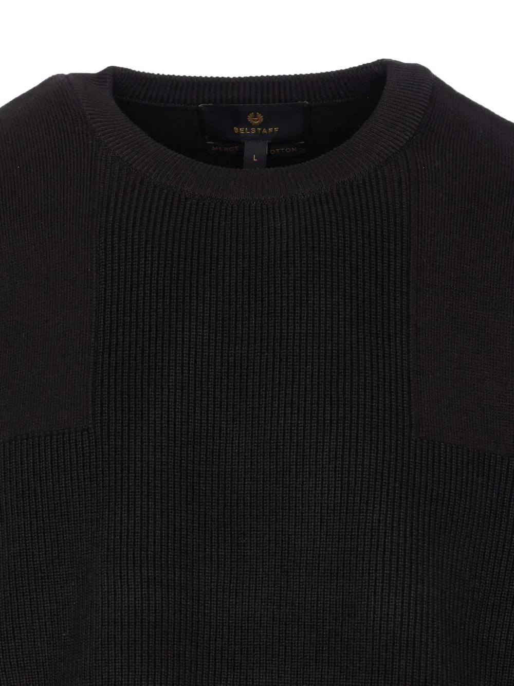 Belstaff Ribbed Crewneck Long Sleeve Sweater In Black