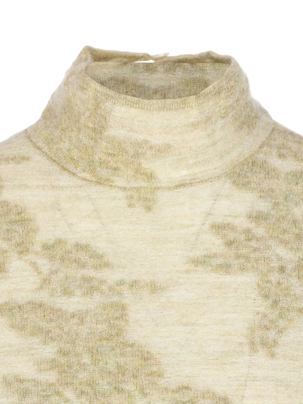 Ganni Back Button Floral Knit High Neck Sweater In Neutral