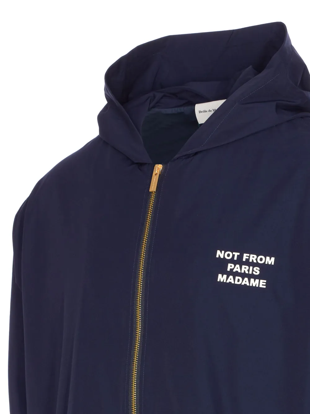 Drôle De Monsieur Hooded Slogan Jacket In Blue
